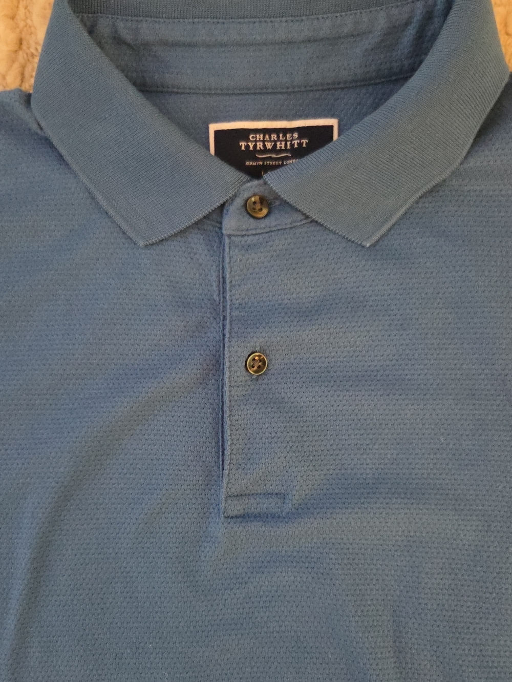 Charles Tyrwhitt Men's Performance Jersey Polo Shirt - Slate Blue Size L